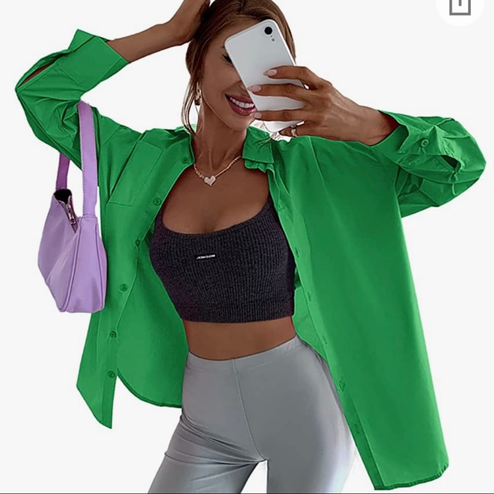 Green Button Up